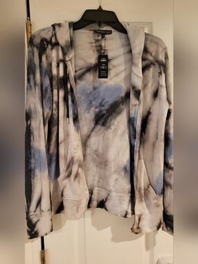 french kyss Tie-Dye Zip Hoodie in Black, Gray & Blue